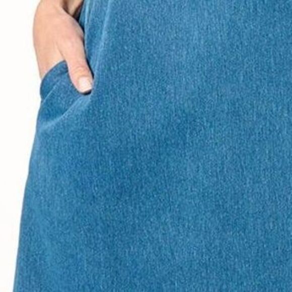 Denim & Co. Women's Dress Sz XL Regular Comfy Knit Air Puff Sleeve Blue A636658 - Picture 2 of 4